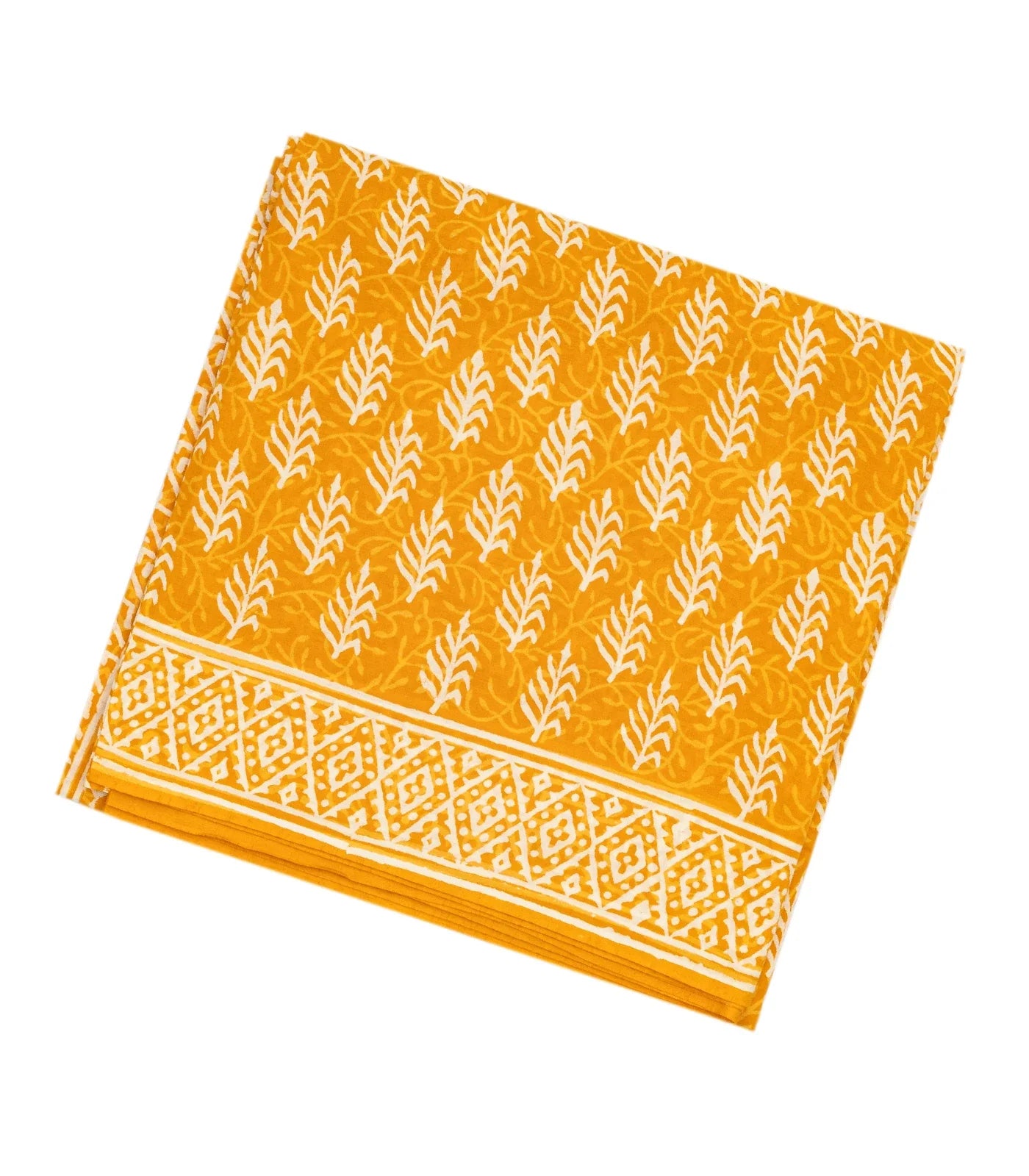 Mustard Woven Jaipur Cotton Saree Printed With Floral  Motifs
