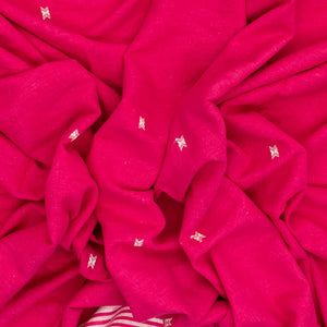 Hot Pink Handloom Bhujodi Cotton Saree With Buttas