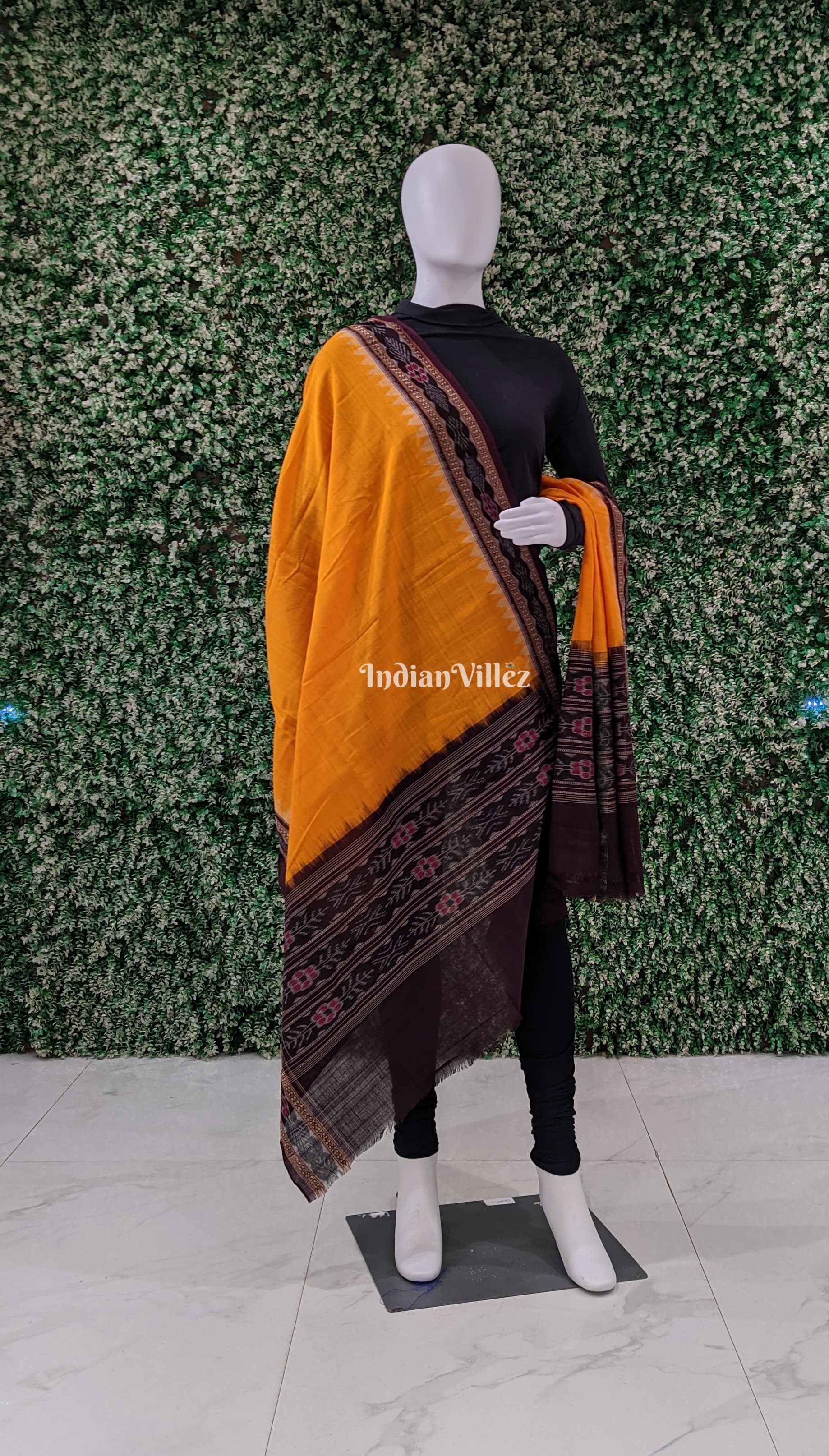 Yellow Handwoven Odisha Ikat Cotton Dupatta