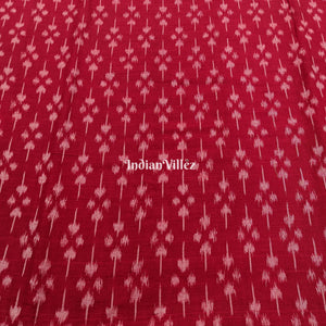Cherry Red Sambalpuri Ikat Cotton Fabric