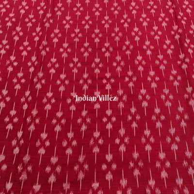 Cherry Red Sambalpuri Ikat Cotton Fabric