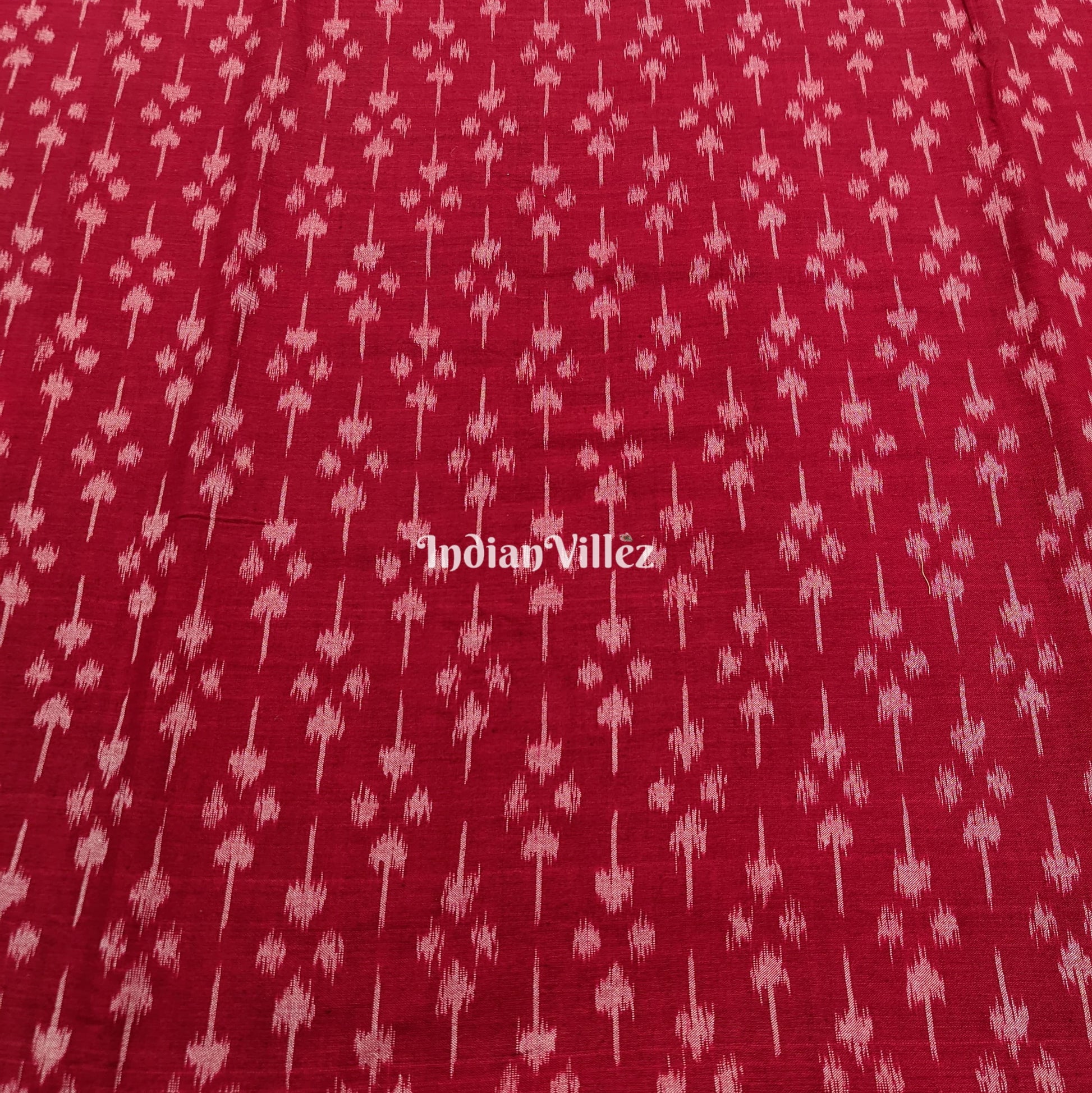 Cherry Red Sambalpuri Ikat Cotton Fabric