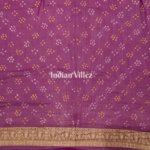 Peach Magenta Pure  Khaddi Georgette Banarasi Bandhani Silk Saree