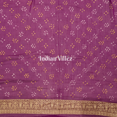 Peach Magenta Pure  Khaddi Georgette Banarasi Bandhani Silk Saree
