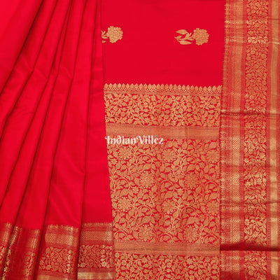 Red Designer Banarasi Katan Silk Saree