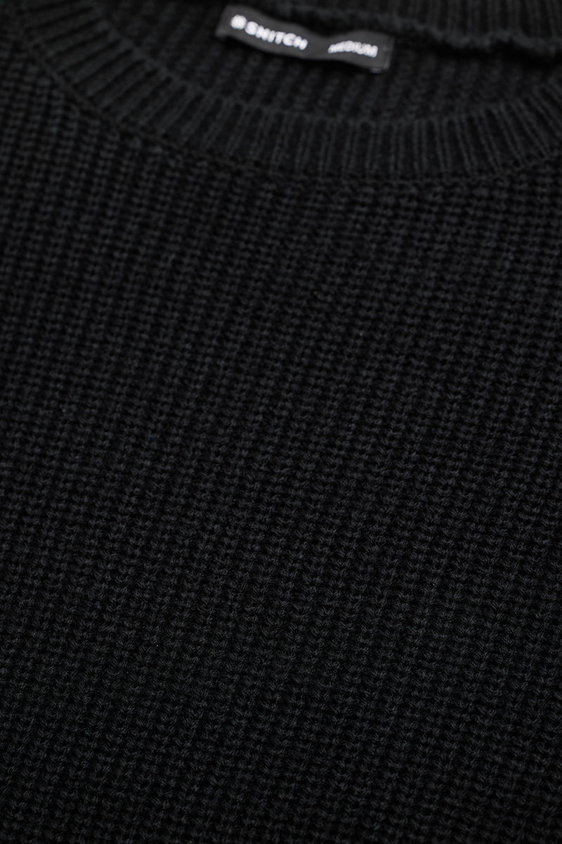 Black Fisherman Knit Sweater
