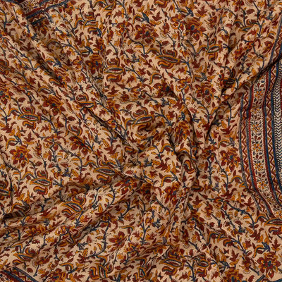 Cream Handloom Chanderi Cotton Saree With Printed Floral Motif