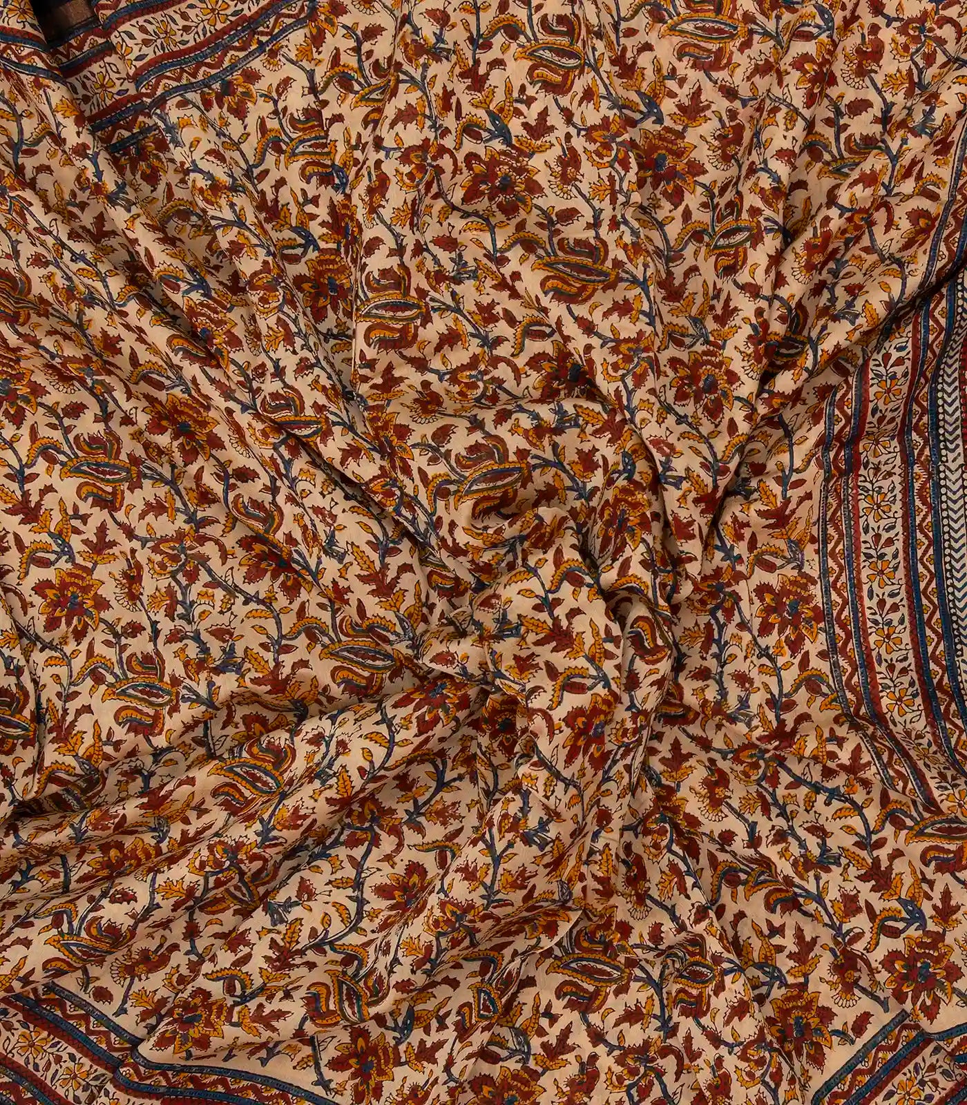 Cream Handloom Chanderi Cotton Saree With Printed Floral Motif