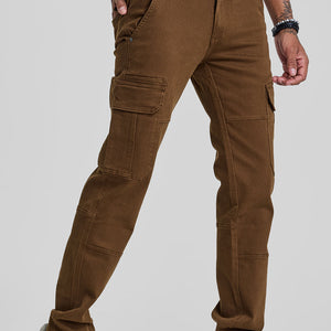 Brown Slim Fit Cargo Jeans