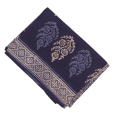 Violet Woven Jaipur Cotton Saree Printed With Floral  Motifs