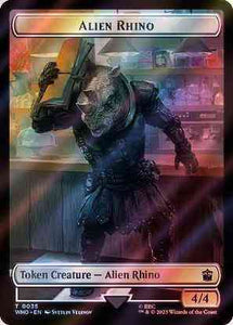 Alien Rhino Token (35) // Clue Token (55) [Universes Beyond: Doctor Who: Tokens] [Surge Foil]
