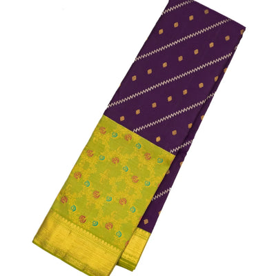 Magenta Handloom Kanchipuram Korvai Silk Saree With Meena Border