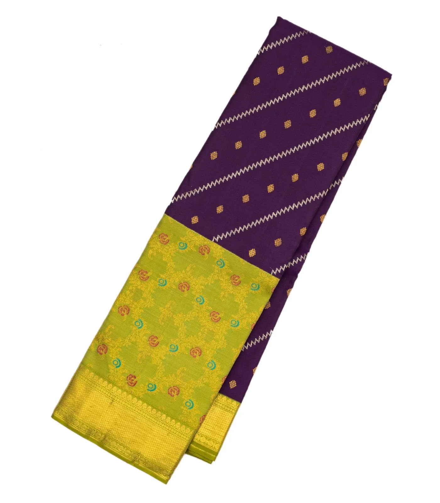 Magenta Handloom Kanchipuram Korvai Silk Saree With Meena Border