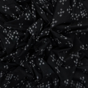 Black Handloom Orissa Cotton Saree With Tie & Dye Diamond Motifs