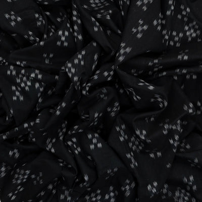 Black Handloom Orissa Cotton Saree With Tie & Dye Diamond Motifs