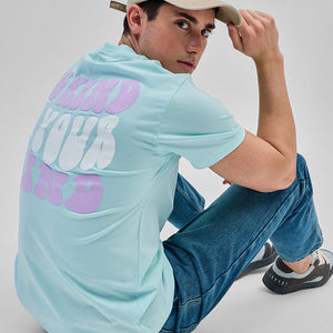Be Kind To Your Mind Light Blue Slim Fit T-Shirt
