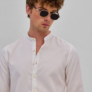 White Mandarin Slim Fit Shirt