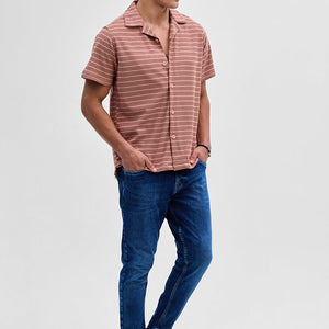 Peach Textured Stripes Shirt