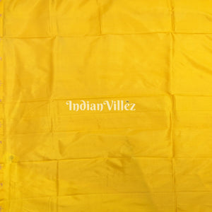 Yellow Banarasi Katan Silk Saree Inspired by Big Ben, London & United States Capitol, Washington DC