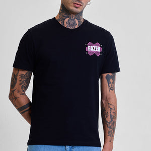 Fazed Black Graphic Print Slim Fit T-Shirt