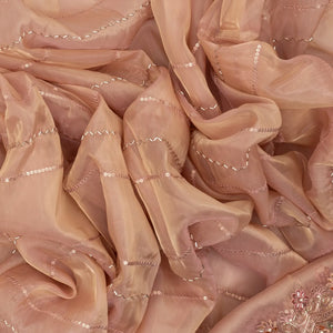 Light Peach Woven Viscose Saree With Embroidered Motifs