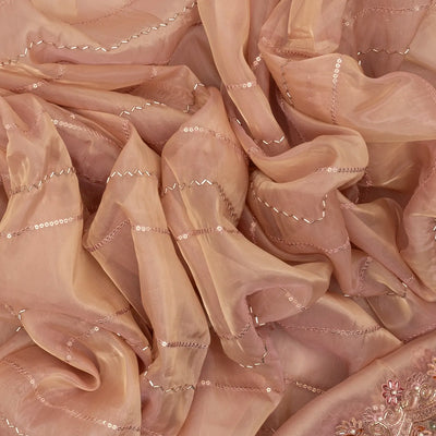 Light Peach Woven Viscose Saree With Embroidered Motifs