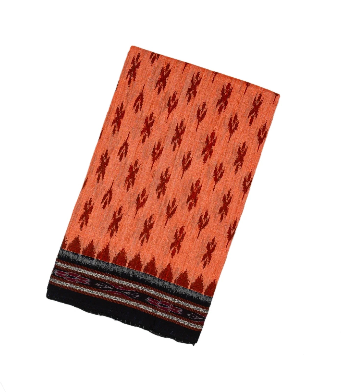 Peach Handloom Orissa Cotton Saree With Tie & Dye Floral Motifs