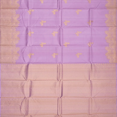 Lavender Handloom Kanchipuram Silk Saree With Butterfly Motifs