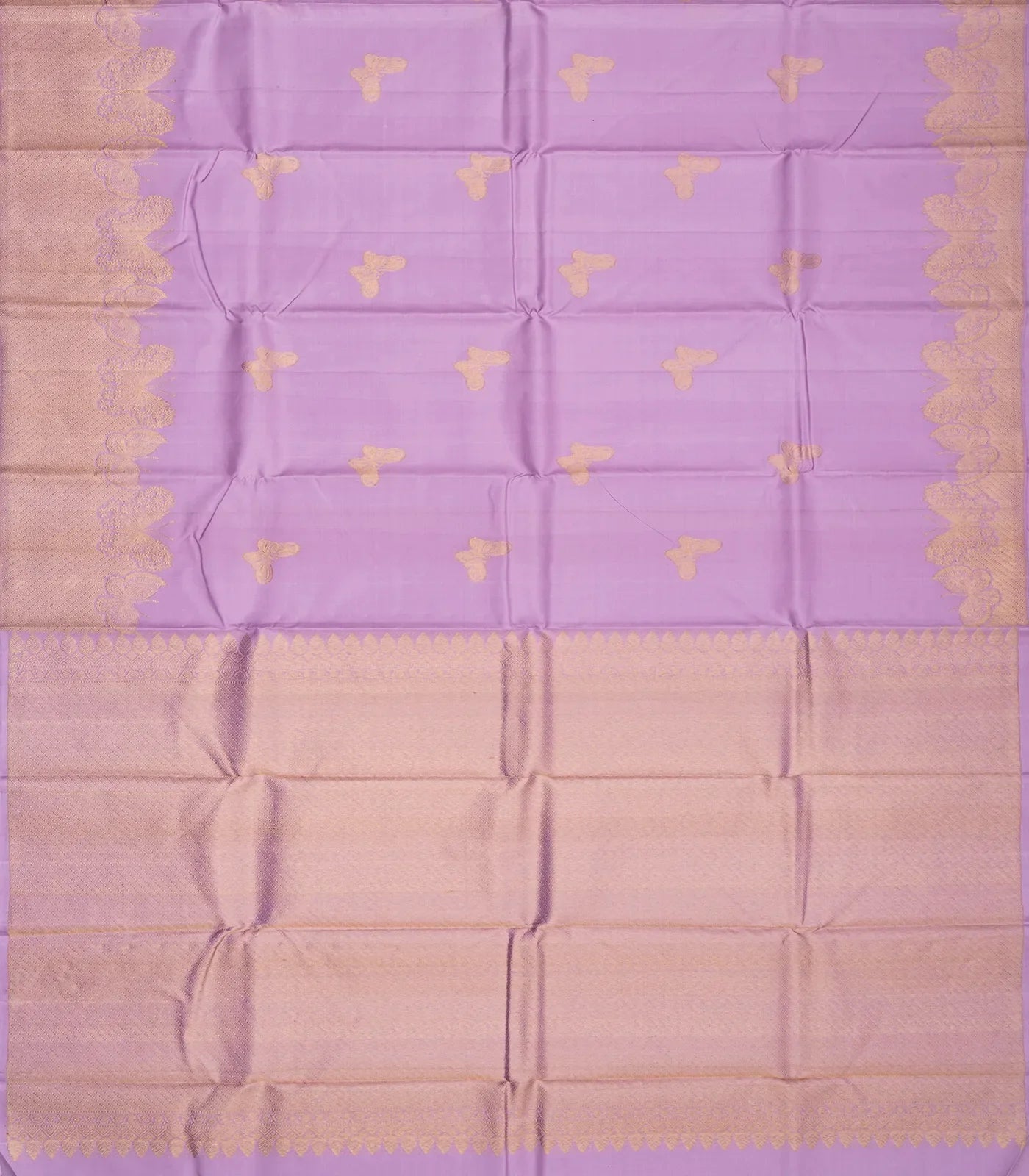 Lavender Handloom Kanchipuram Silk Saree With Butterfly Motifs