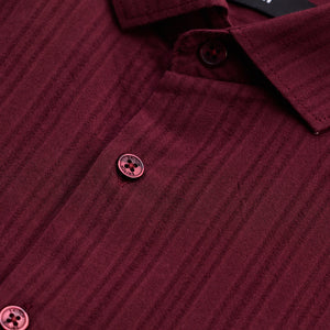 Maroon Slim Fit Stripes Shirt