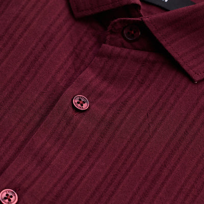 Maroon Slim Fit Stripes Shirt