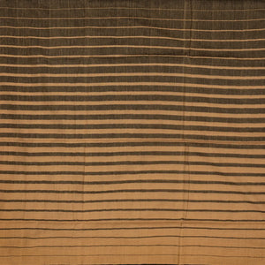 Beige Handloom Bengal Cotton Saree With Black Stripes