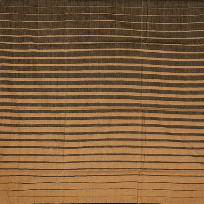Beige Handloom Bengal Cotton Saree With Black Stripes