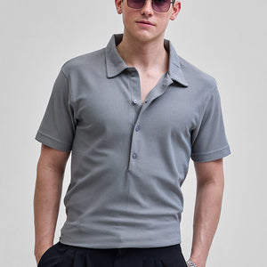 Light Grey Textured Polo T-Shirt