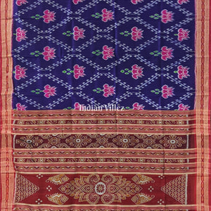 Violet Lotus Design Odisha Ikat Khandua Silk Saree