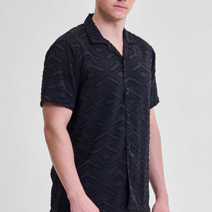 Black Geometric Box Fit Shirt