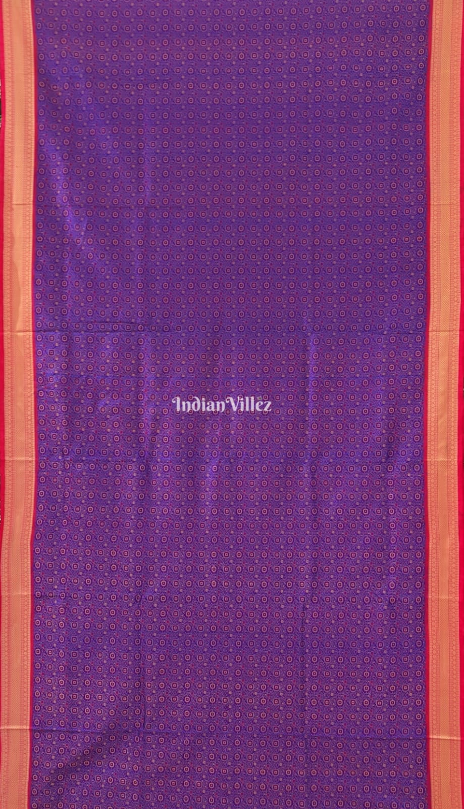 Blue Red Flower Design Bomkai Sambalpuri Ikat Silk Saree