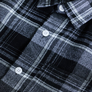 Black Plaid Box Fit Flannel Shirt