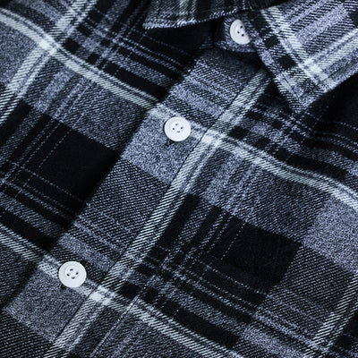 Black Plaid Box Fit Flannel Shirt