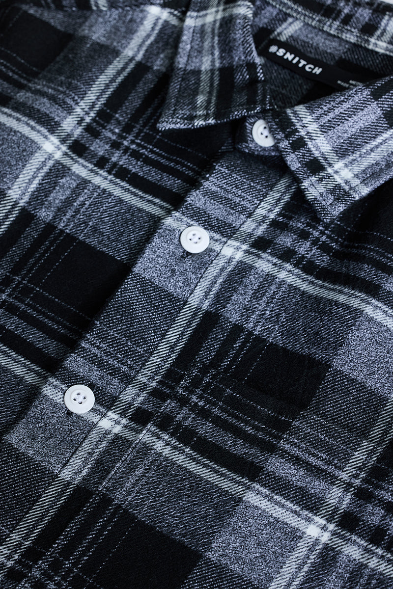 Black Plaid Box Fit Flannel Shirt
