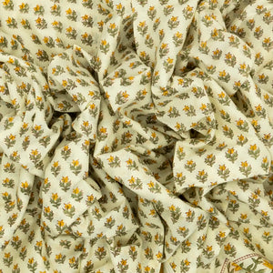 Light Green Woven Jaipur Cotton Saree With Printed Floral Motifs