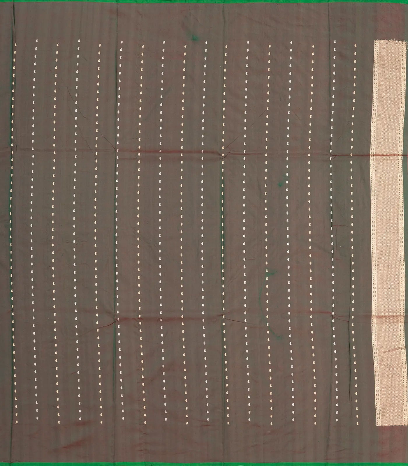 Olive Green Handloom Banarasi Silk Saree With Deer Buttas