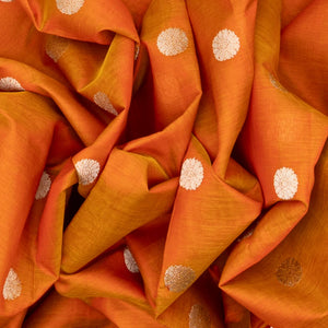 Rust Handloom Chirala Silk Cotton Saree With Chakaram Buttas