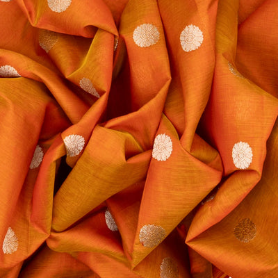 Rust Handloom Chirala Silk Cotton Saree With Chakaram Buttas
