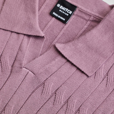 Mauve Knitted Polo T-Shirt