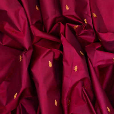 Crimson Handloom Kanchipuram Silk Saree With Floral Bud Buttas