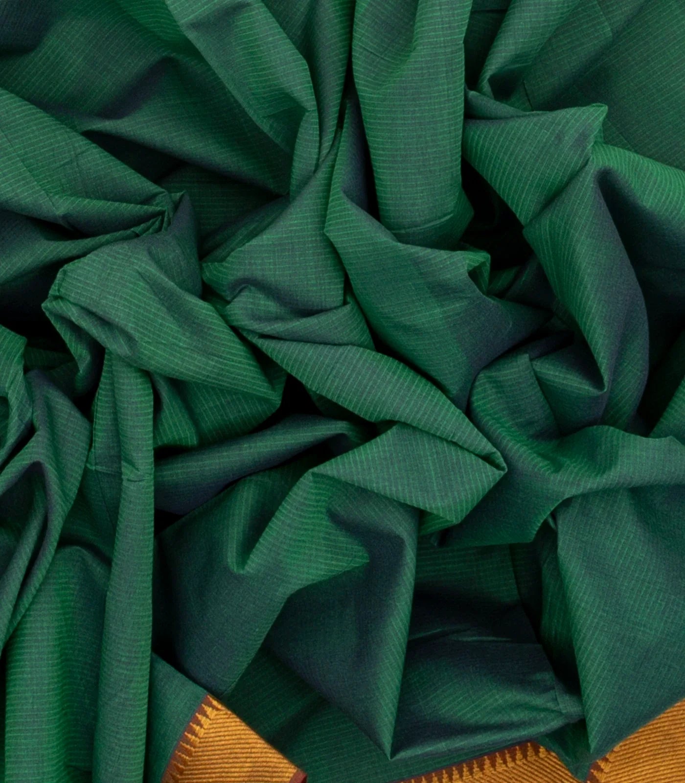 Sea Green Mangalagiri Cotton Saree With Stripes & Zari Border