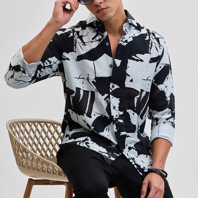 Black Textured Abstract Shirt
