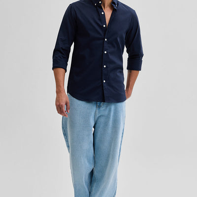 Navy Solid Oxford Shirt