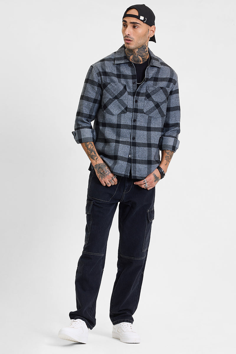 Grey Checks Relaxed Fit Overshirt